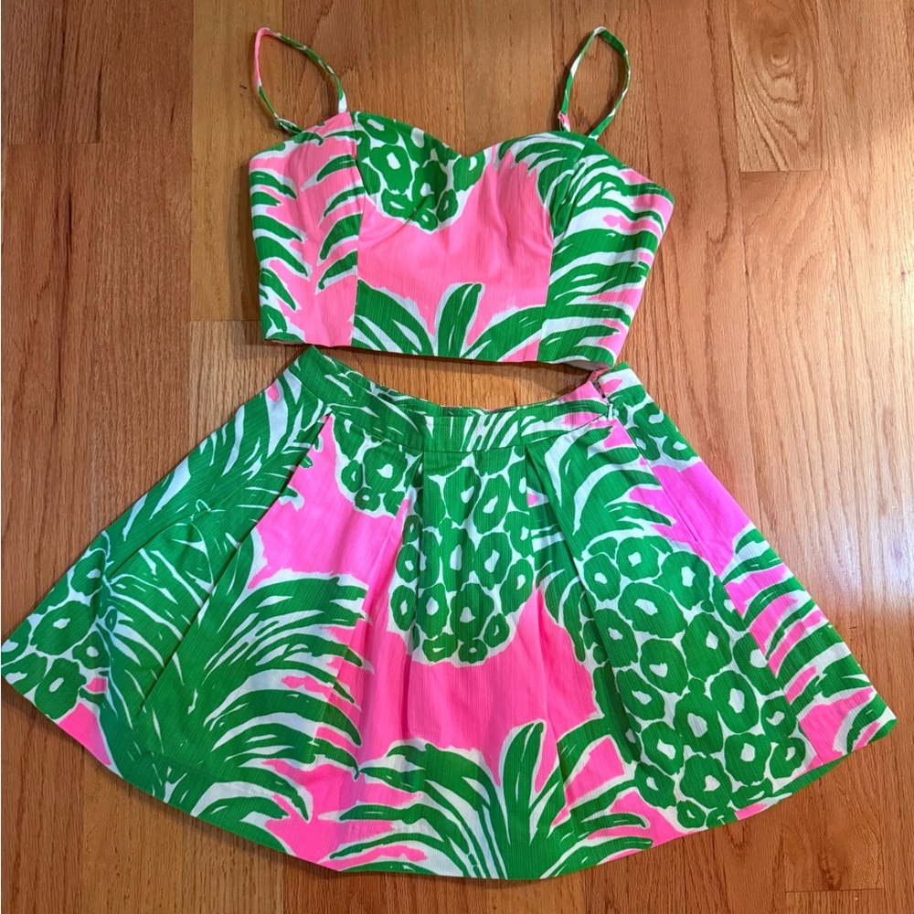 Lily Pulitzer Pineapple Print Halter Top and Skirt Set